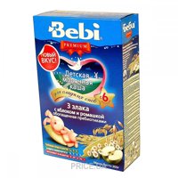 Bebi Premium Каша молочная 3 злака с яблоком и ромашкой 200 г